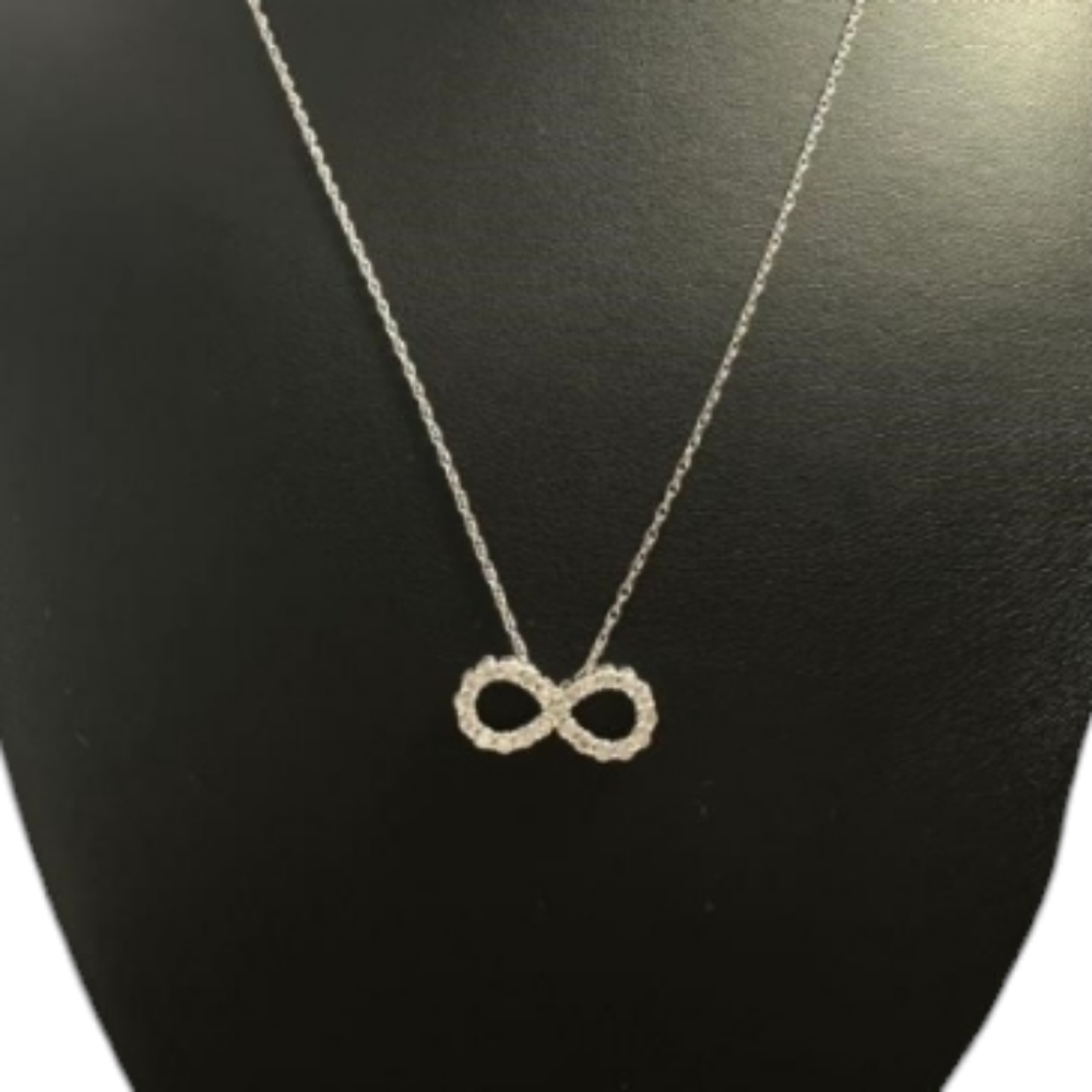NEW 1/4 CT. T.W. Brilliant Diamond Infinity Pendant Set in 925 Sterling Silver
